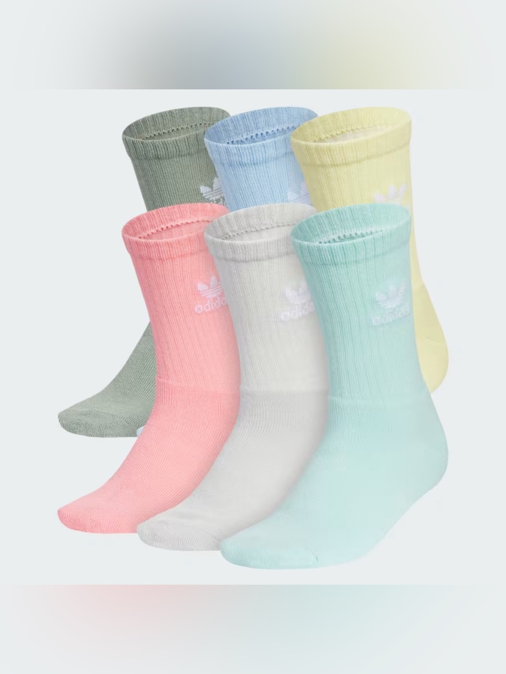adidas Crew Socks 6-Pack in Sage Green and Pink